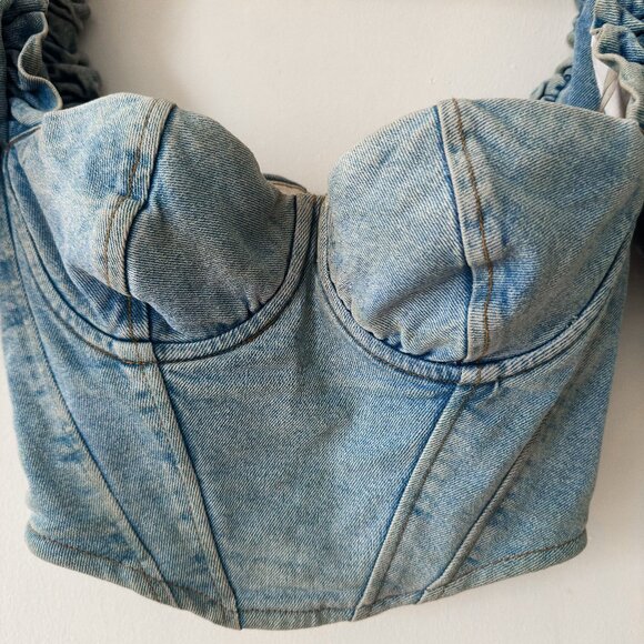 HOUSE OF CB LULETTE DENIM TOP - Picture 3 of 8